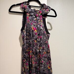Alice & Trixie Gray Silk Sleeveless Ruffle Neck Dress Size S